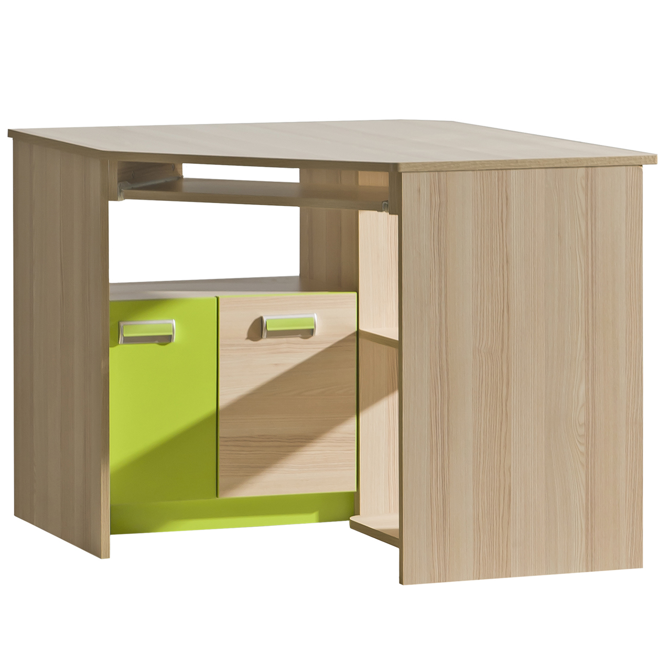 Rohový psací stůl LOREN LR11 jasan / zelený