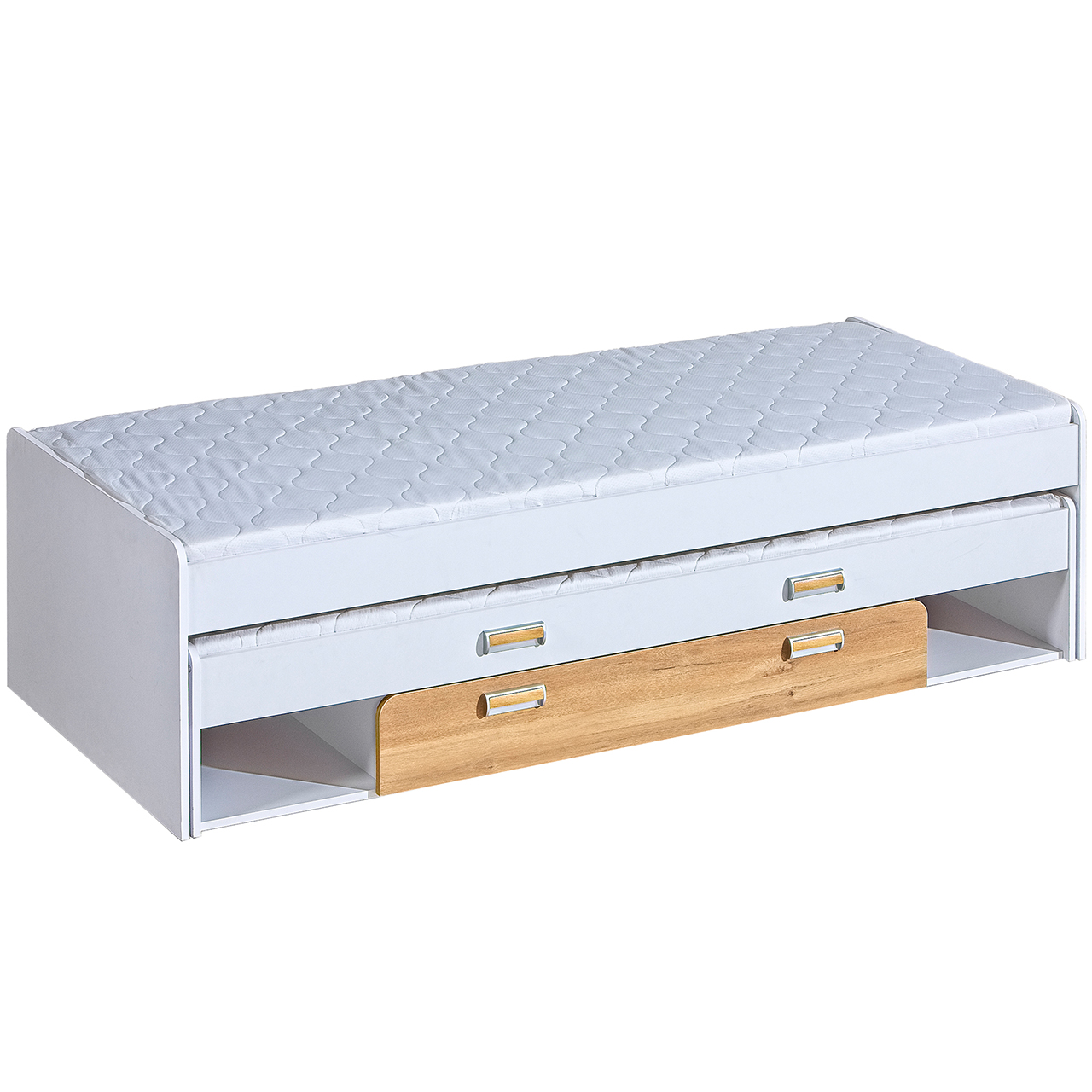 Patrová postel s úložným prostorem LOREN LR16 bílá / dub nash