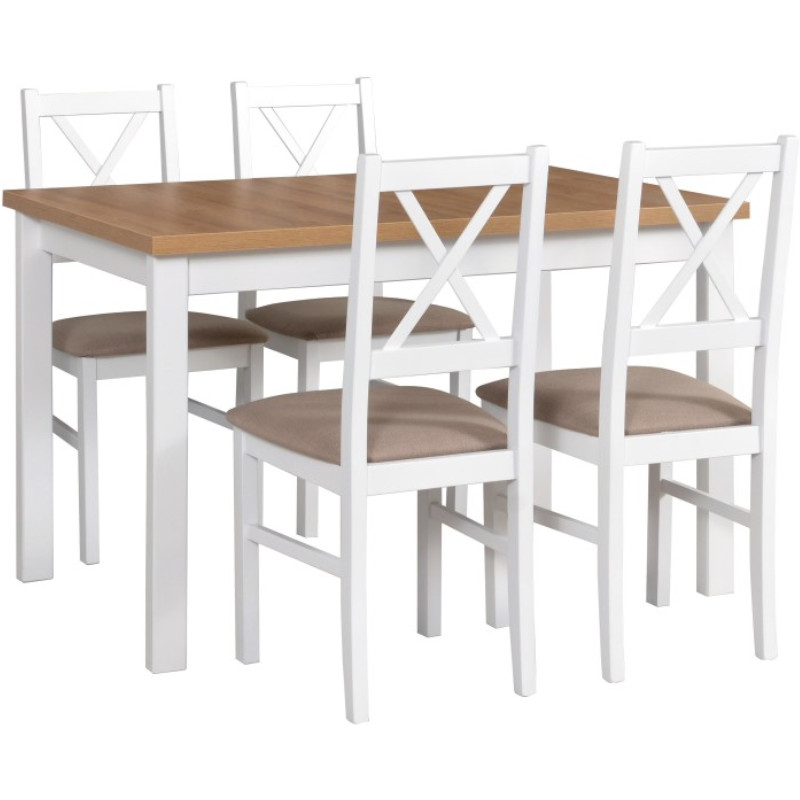 Stůl ALBA 1 grandson laminát / bílý + židle NILO 10 (4 ks) bílá / 26B