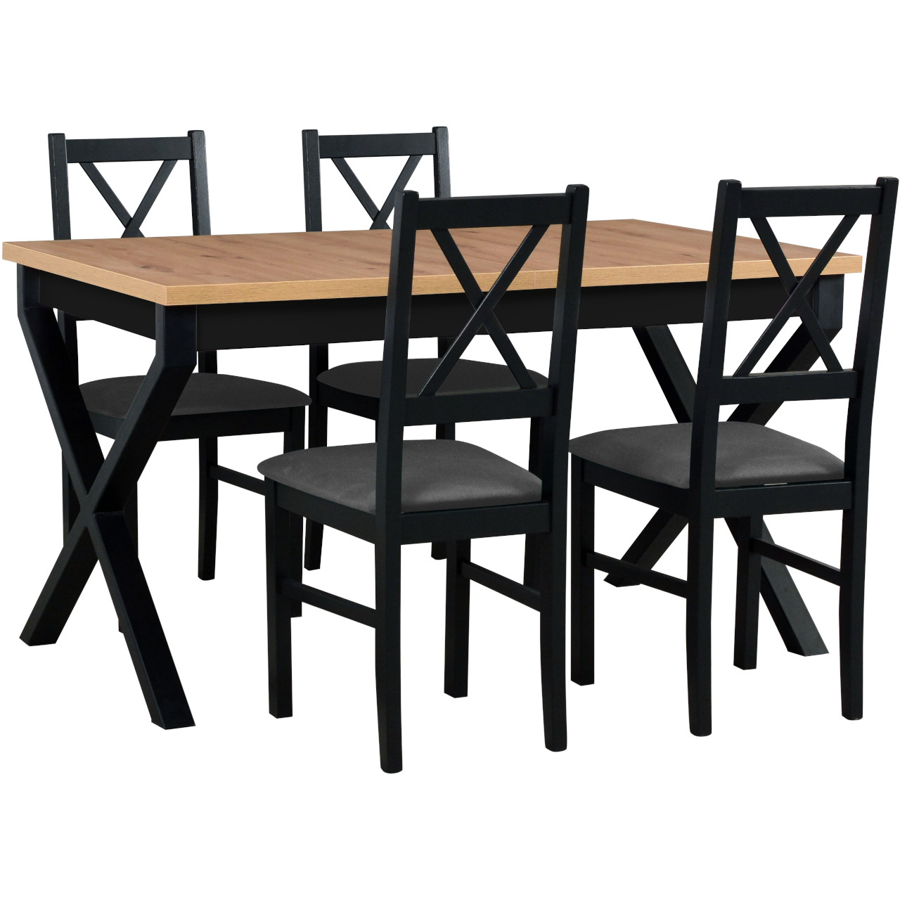 Stůl IKON 1 wotan laminat / černý + židle NILO 10 (4 ks) černá / 28B