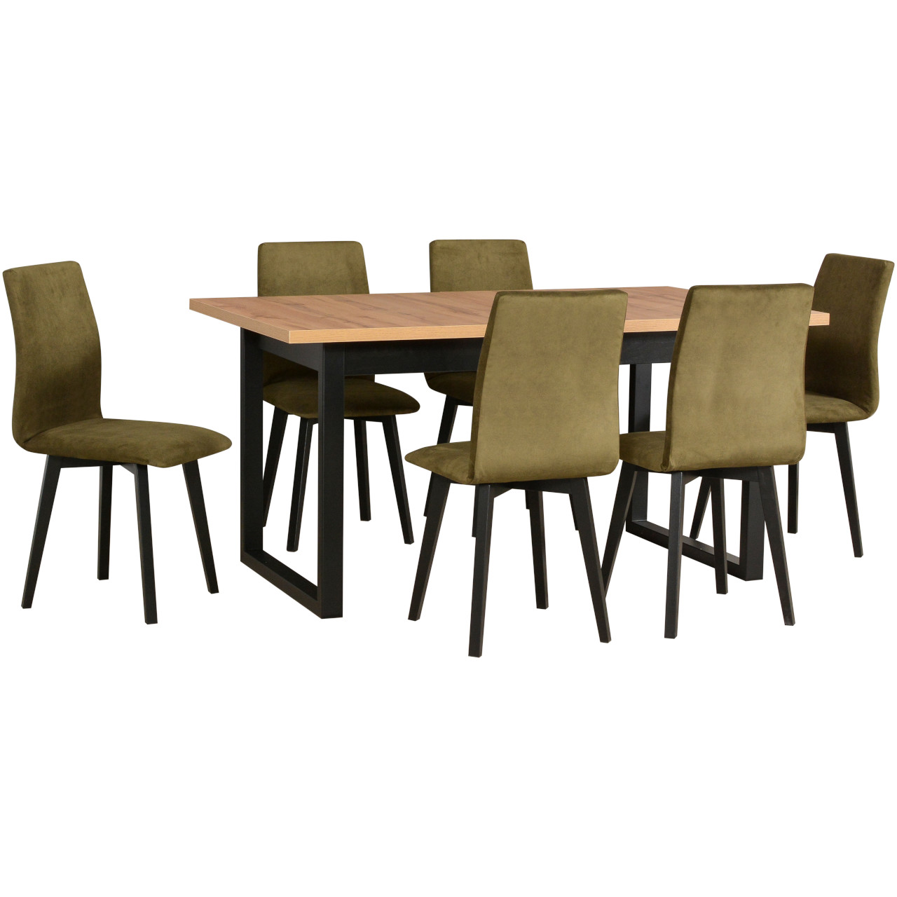 Stůl IKON 3 grandson laminát / černý + židle LUNA 2 (6 ks) černá / 17B