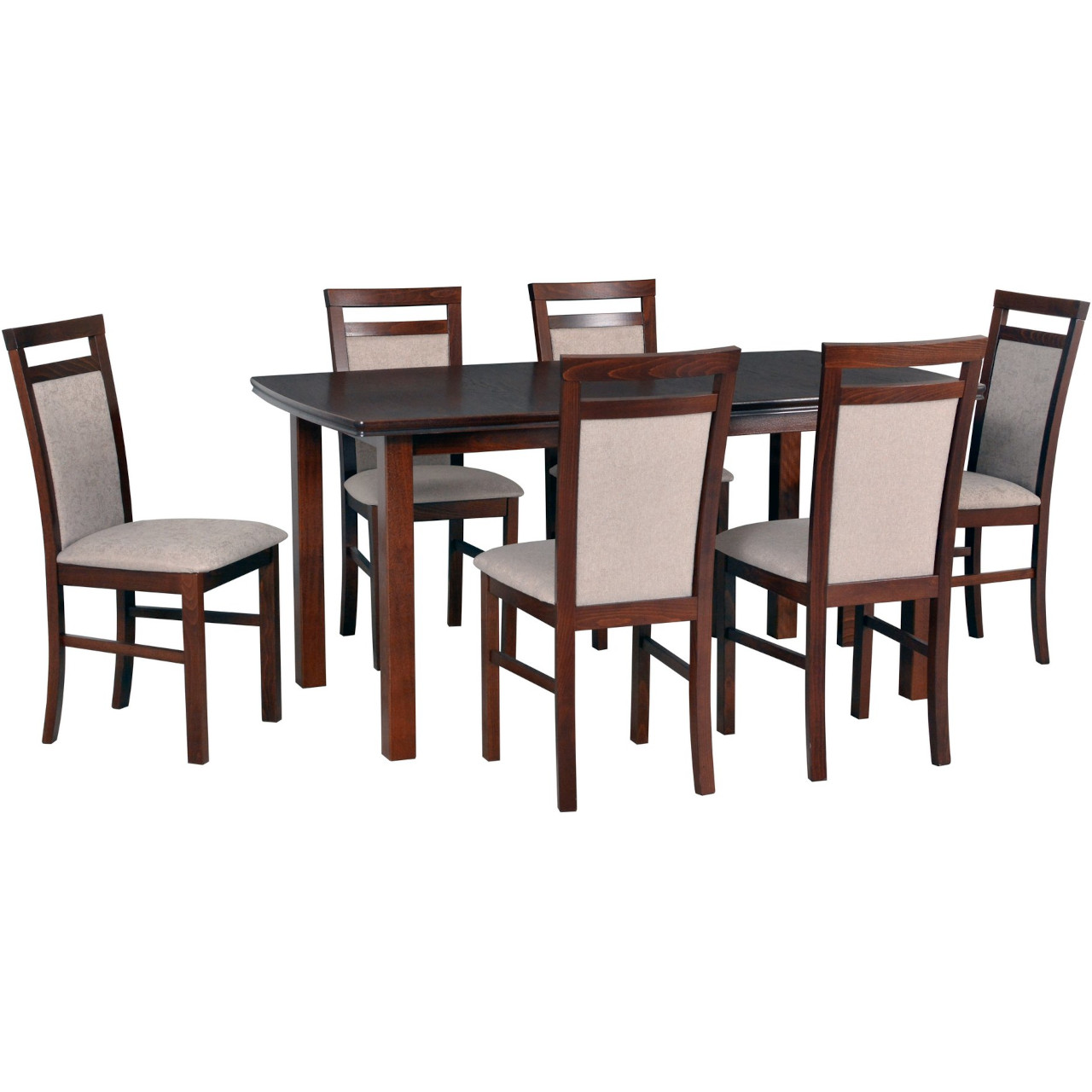 Stůl KENT 2 dubová dýha / ořech + židle MILANO 5 (6 ks) ořech / 5B