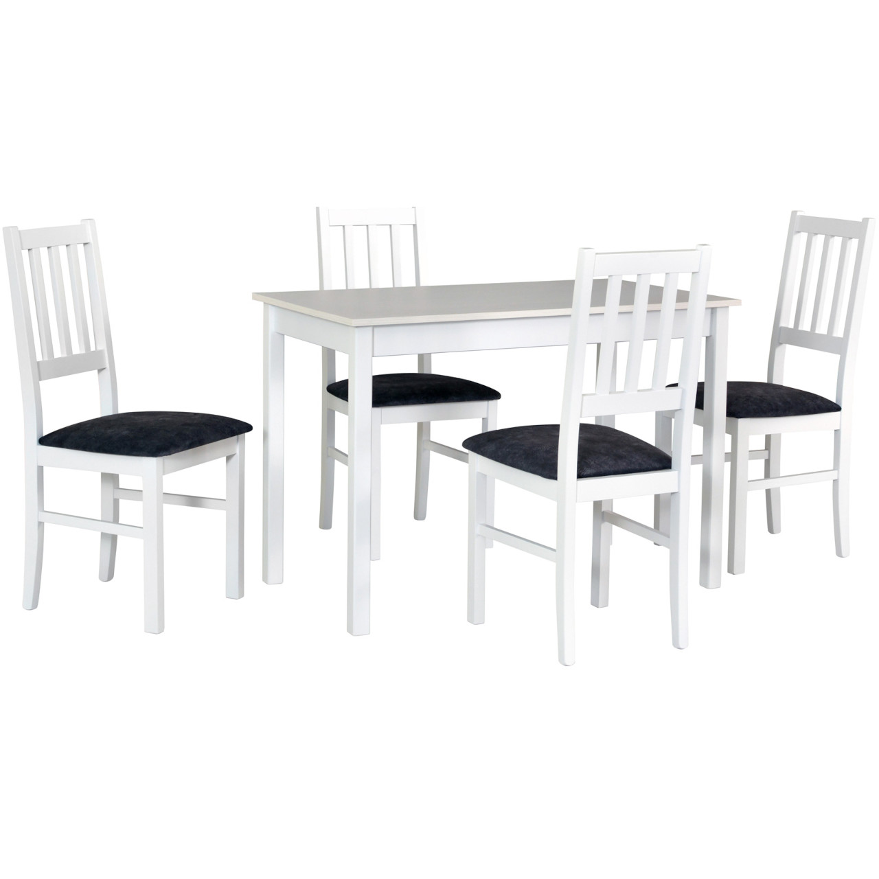 Stůl MAX 2 bílý laminát + židle BAX 4 (4 ks) bílá / 24B