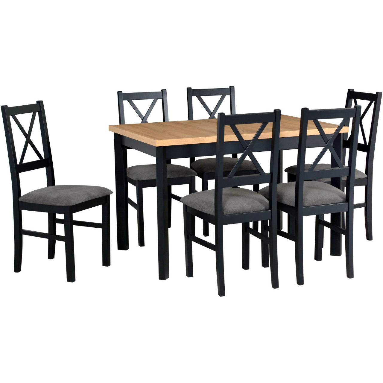 Stůl MAX 5 P grandson laminát / černý + židle NILO 10 (6 ks) černá / 15B