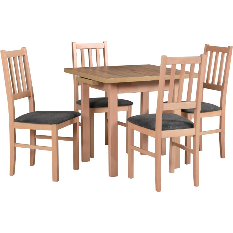 Stůl MAX 7 wotan laminát / buk + židle BAX 4 (4 ks) buk / 16B