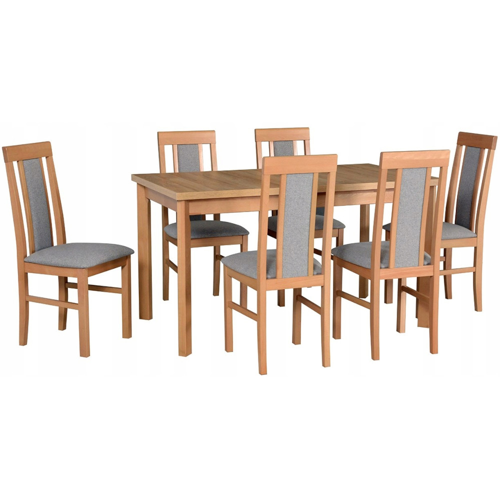 Stůl MODENA 1 P grandson laminát + židle NILO 2 (6 ks) grandson / 7B
