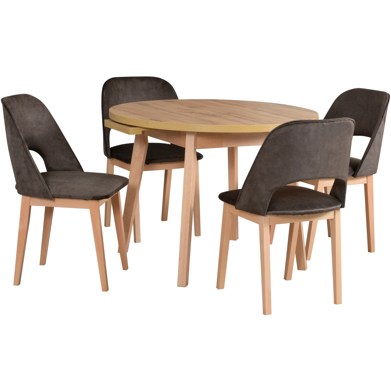 Stůl OSLO 3 L wotan laminát / buk + židle MONTI 2 (4 ks) buk přírodní / 22B