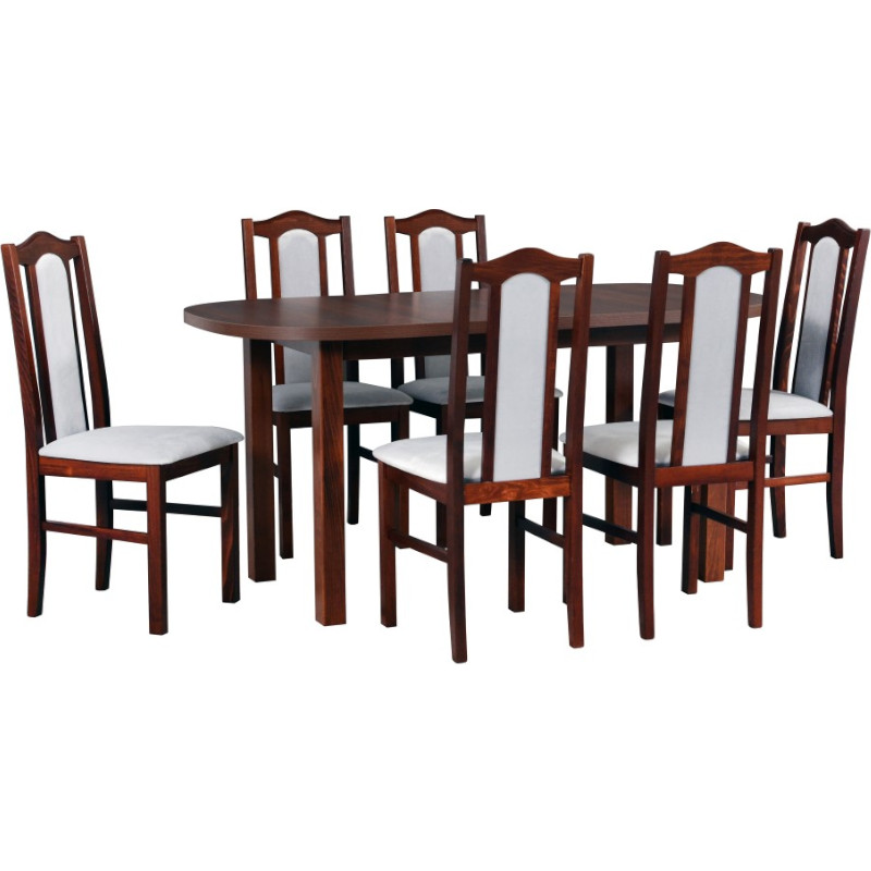 Stůl WENUS 1 ořech laminát + židle BAX 2 (6 ks) ořech / 20B