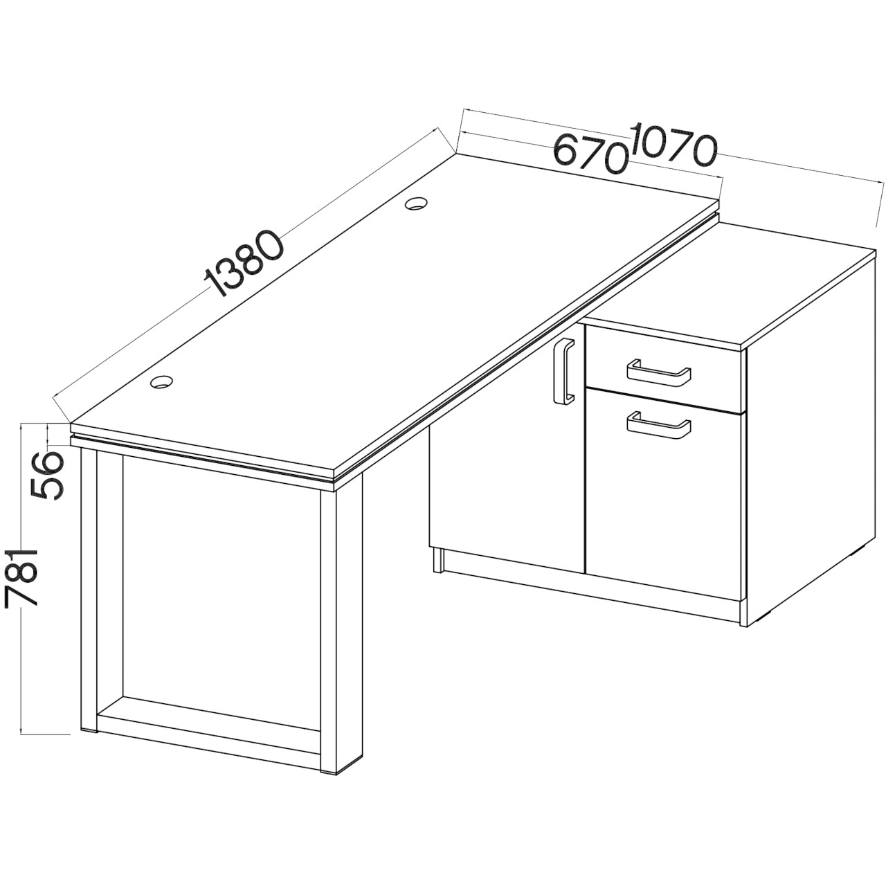 Psací stůl s komodou OPAVA MT16 dub artisan / světle šedý
