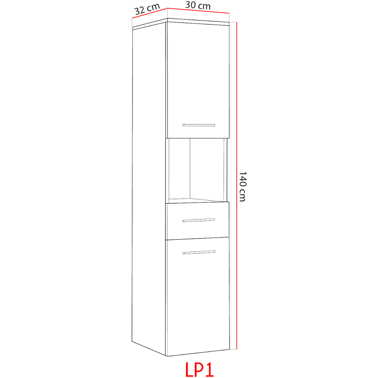 Koupelnová skříňka vysoká LUPO LP1 bílý lesk
