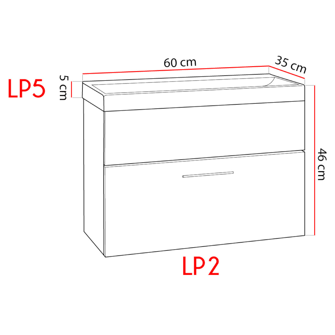 Skříňka pod umyvadlo LUPO LP2 bílý lesk