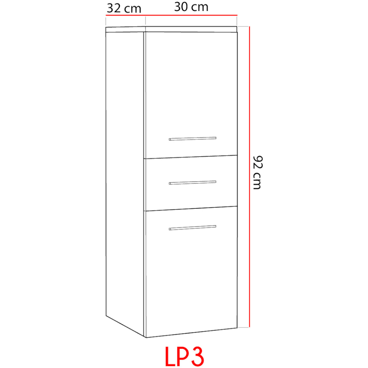 Koupelnová skříňka nízká LUPO LP3 bílý lesk