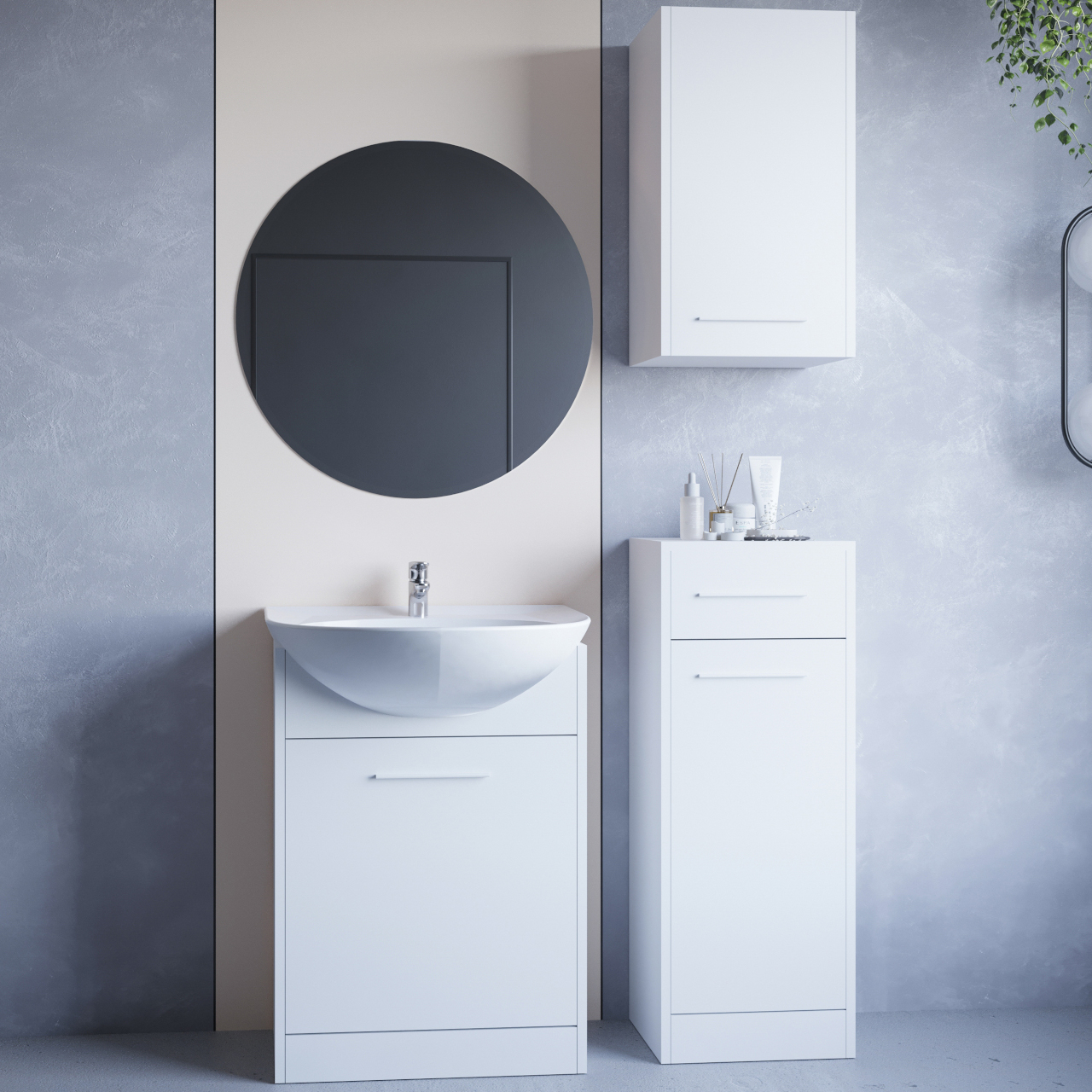Koupelnový nábytek se zrcadlem NEPPA bílý laminát