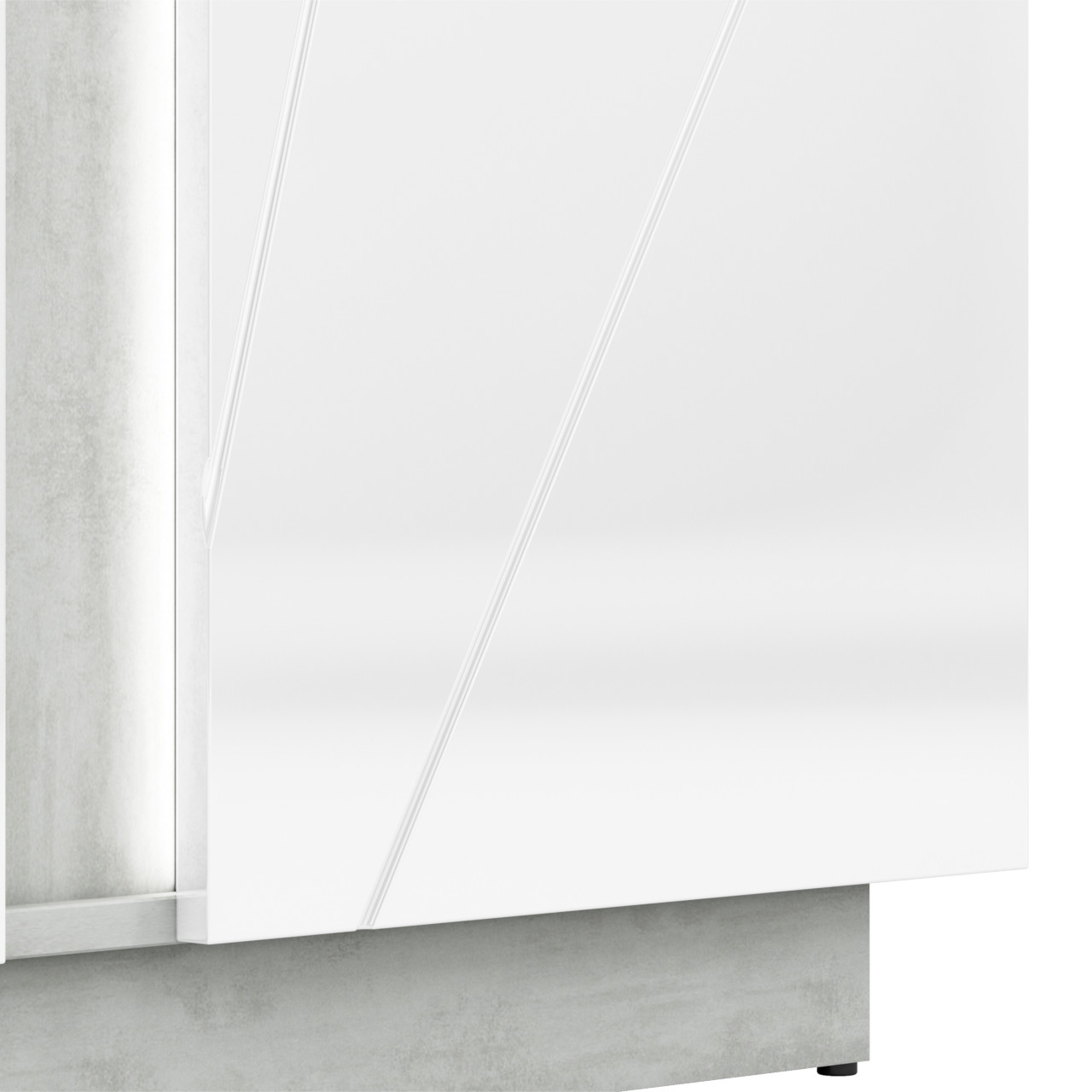 Vitrína levá LORA LA03L beton stříbrný / bílý lesk
