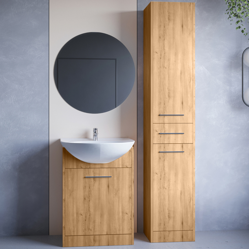 Koupelnový nábytek se zrcadlem Neppa Long Oak Artisan laminát
