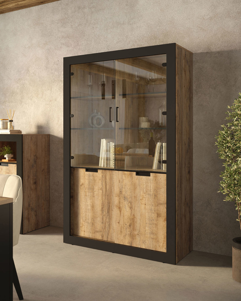 Vitrína Trudo 12 dubová samdal černá