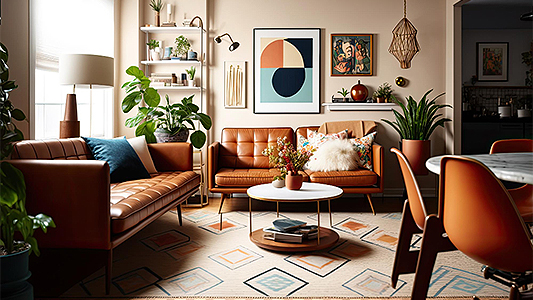 Mid century modern - retro obývací pokoj