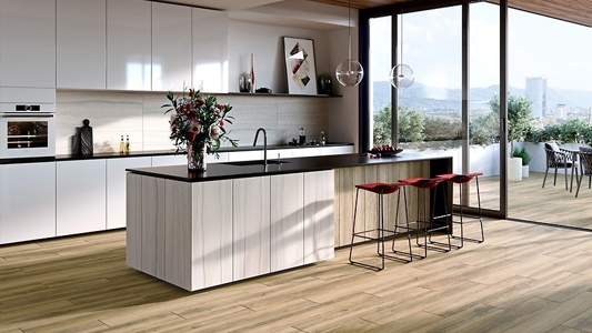 Moderní obývací pokoj s kuchyňským koutem