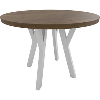 Kulatý stůl ENZO 100cm rozkládací do 150cm dub lefkas, bílé nohy