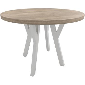 Kulatý stůl ENZO 100cm rozkládací do 150cm dub sonoma, bílé nohy