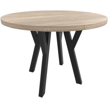 Kulatý stůl ENZO 100cm rozkládací do 150cm dub sonoma, černé nohy